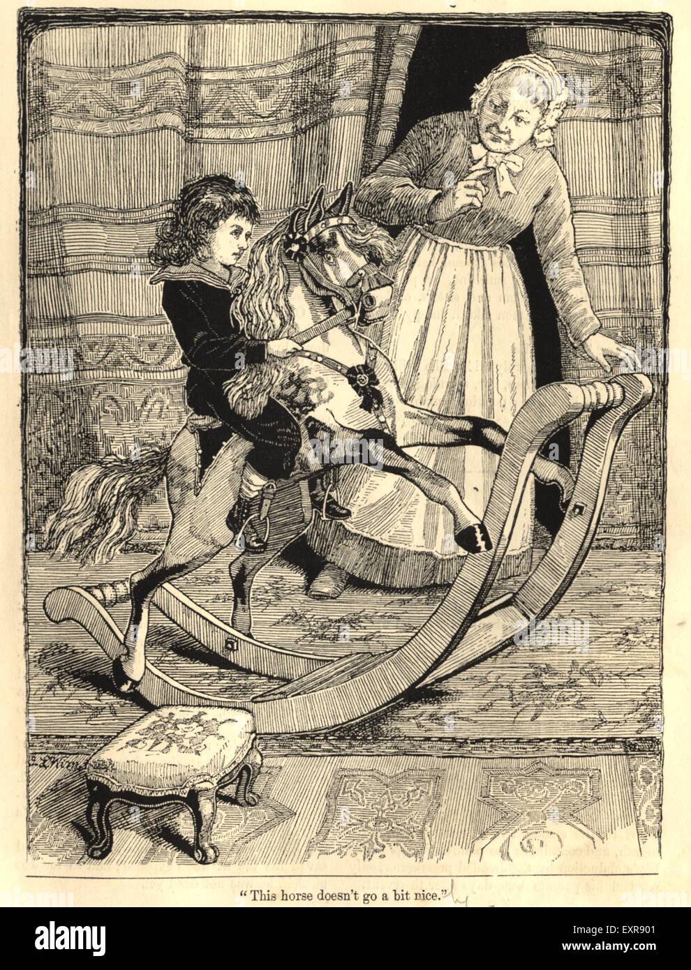 1890s UK Rocking Horses Magazine Plate Stock Photo - Alamy