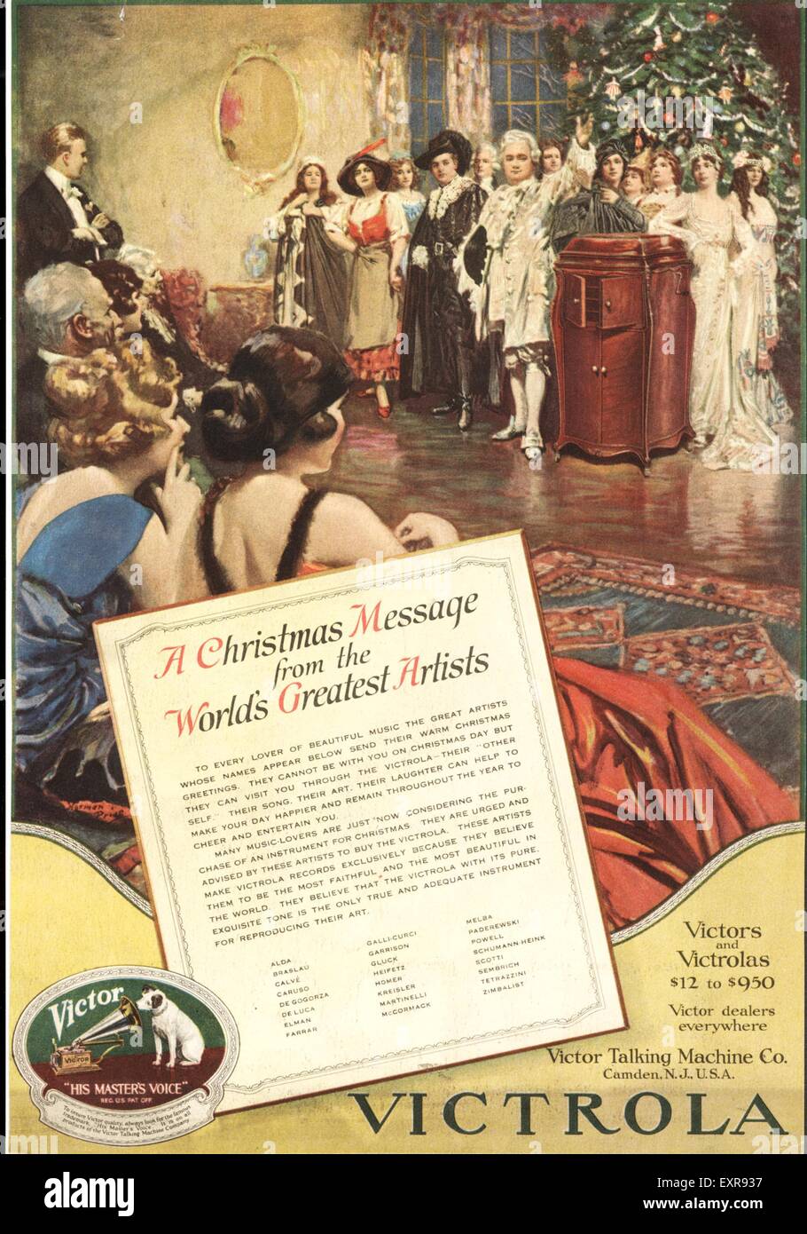 1910s USA HMV (His Master's Voice) Magazine Advert Stock Photo