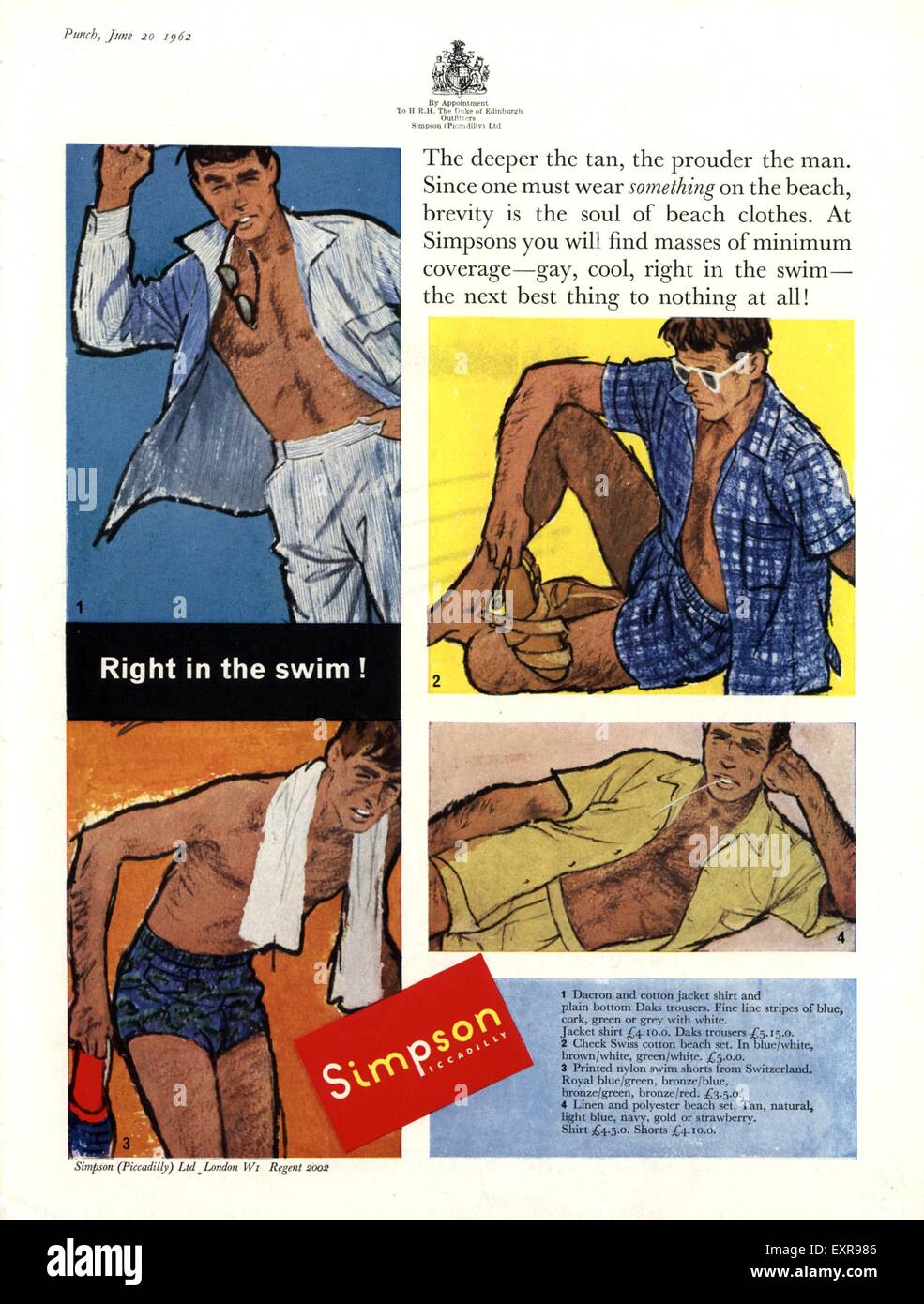 1960s UK Simpson Bathing Wear Magazine Advert Stock Photo