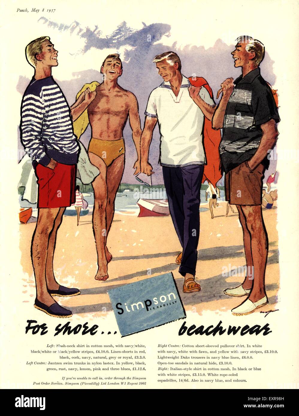 1950s UK Simpson Bathing Wear Magazine Advert Stock Photo