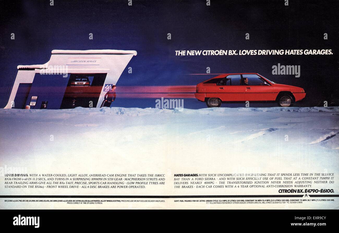 1980s UK Citroen Magazine Advert Stock Photo