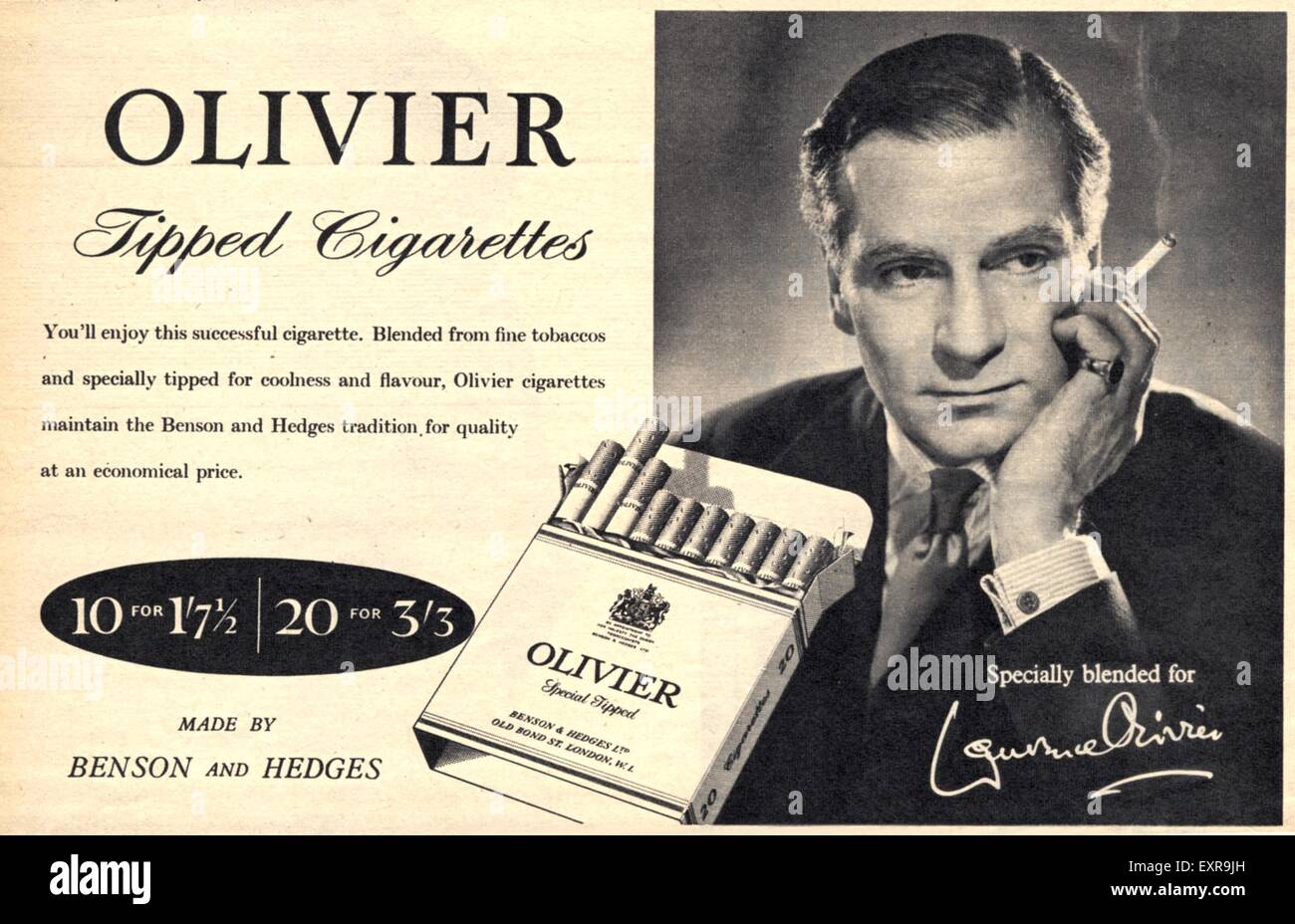 1950s UK Benson and Hedges Magazine Advert Stock Photo Alamy