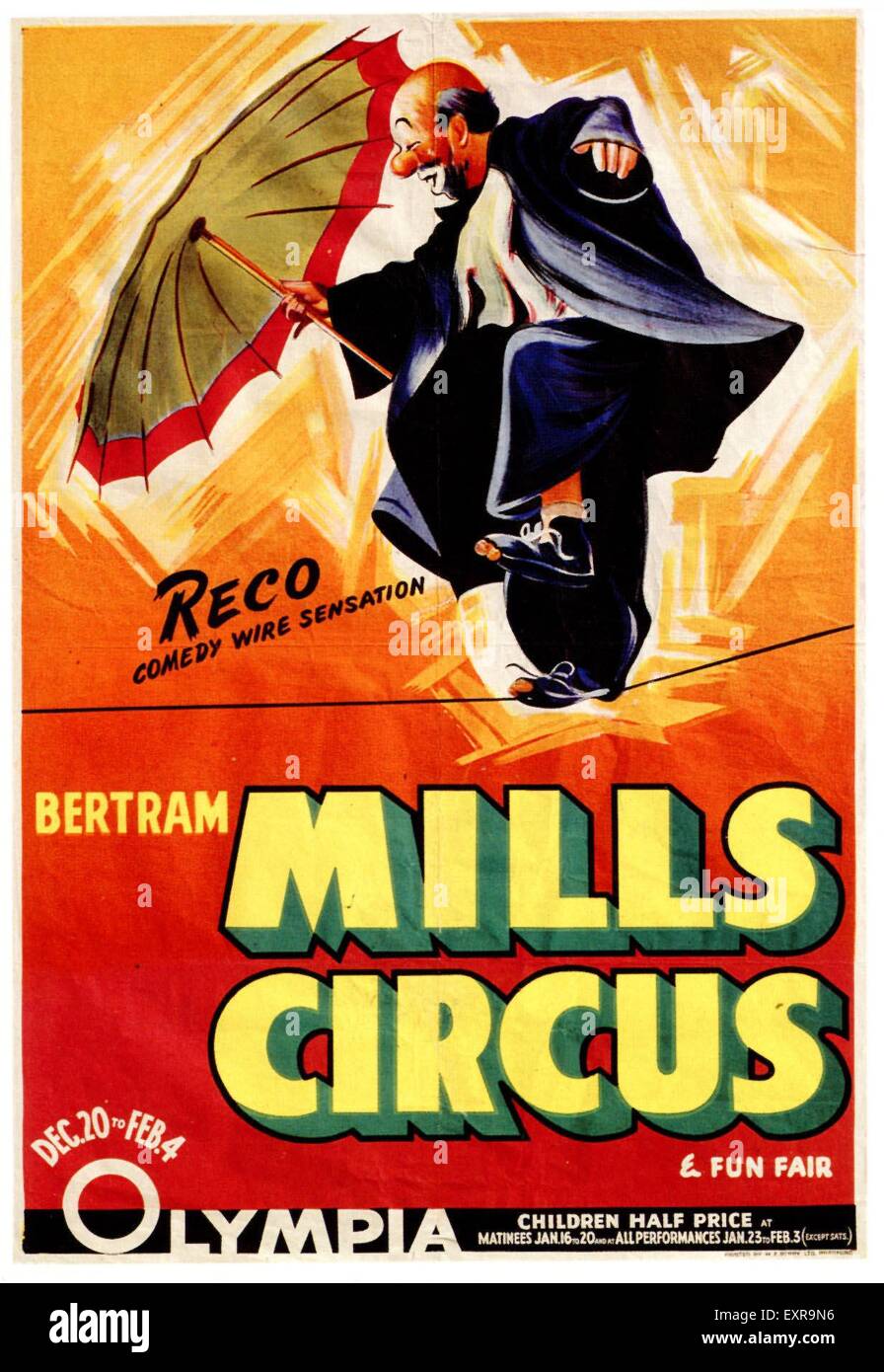 CPM REPRODUCTION ANCIENNE AFFICHE BERTRAM MILLS CIRCUS 