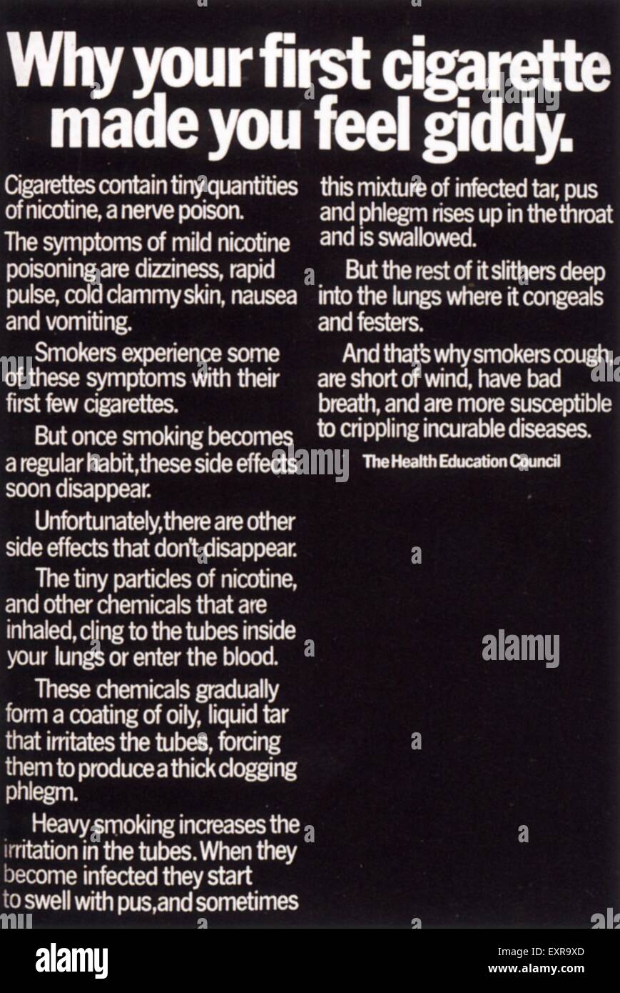 1970s UK The Health Education Council Magazine Advert Stock Photo - Alamy