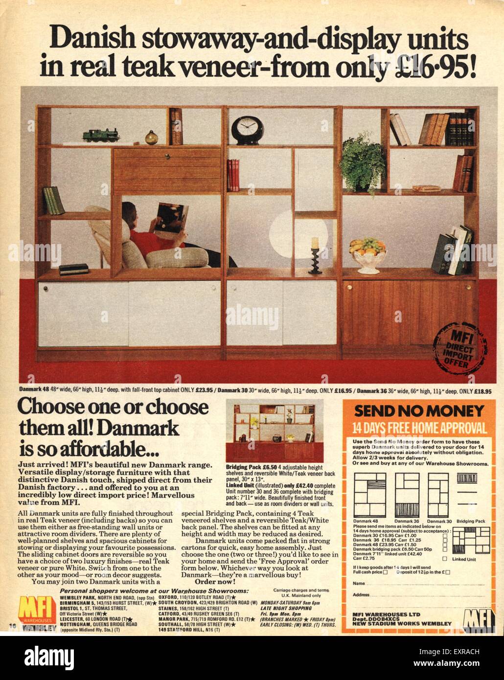 1970s UK MFI Magazine Advert Stock Photo - Alamy