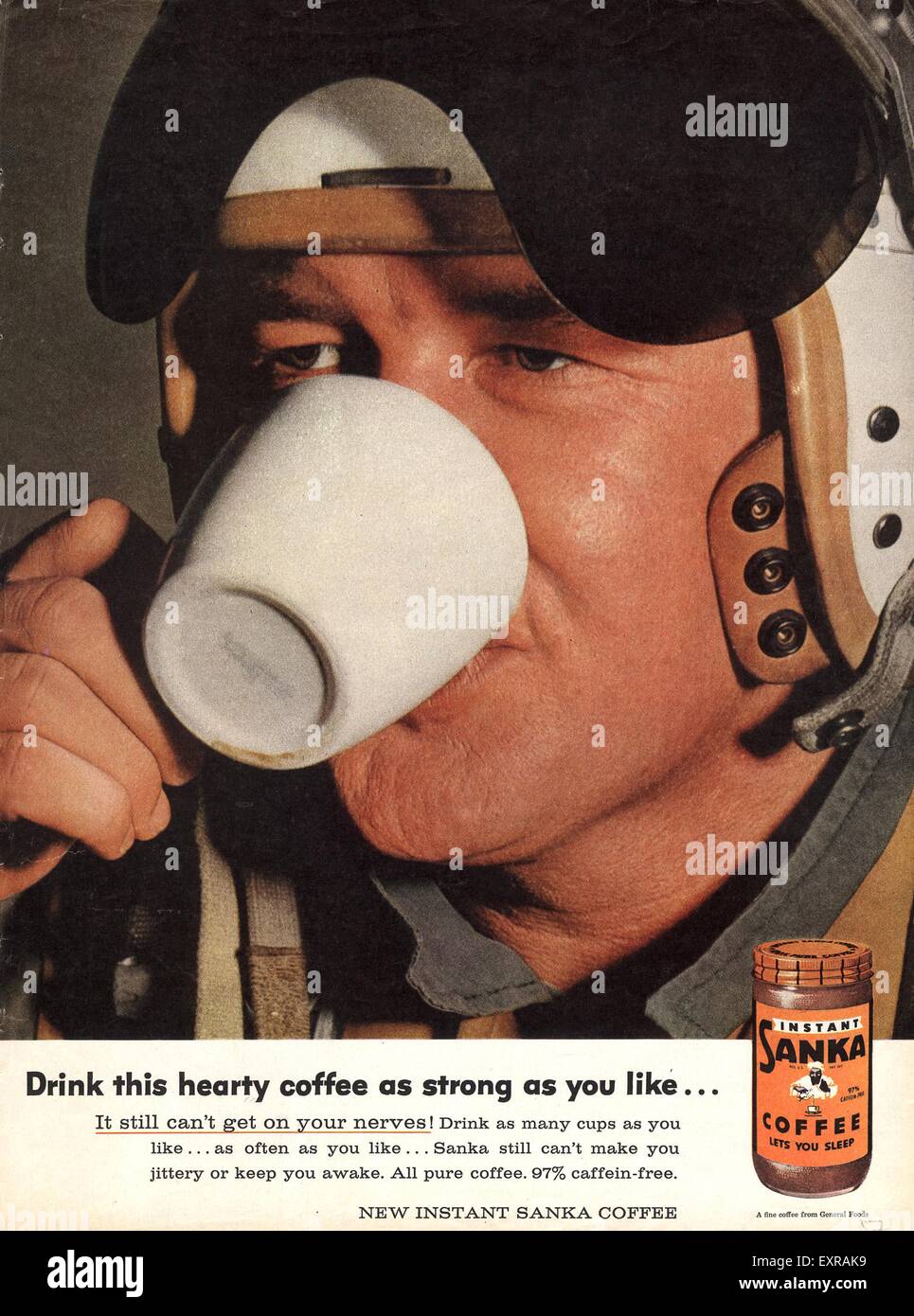1950s USA Sanka Coffee Magazine Advert Stock Photo