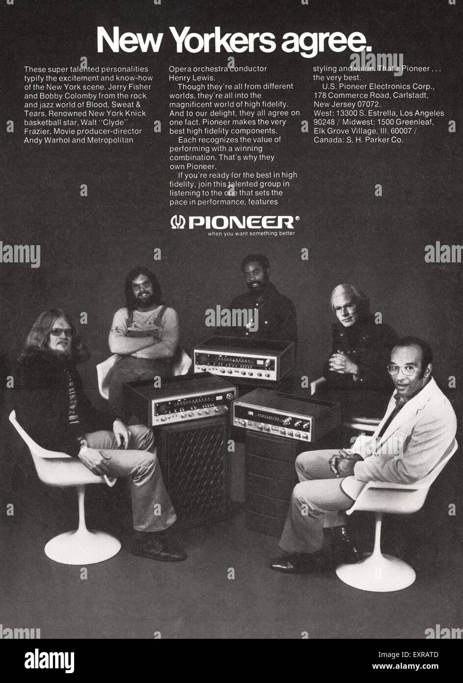 1980s USA Pioneer Magazine Advert Stock Photo