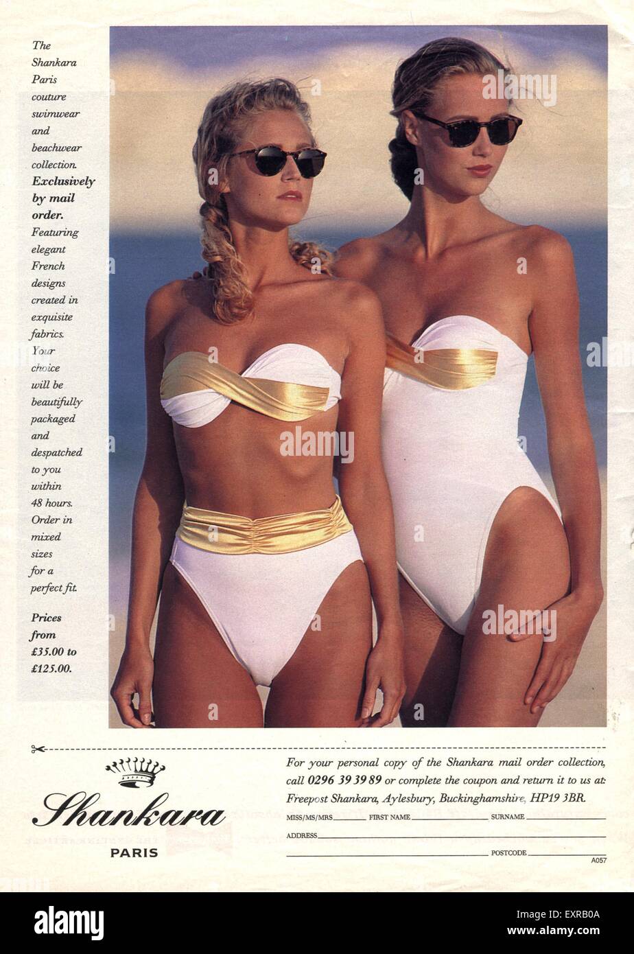 1980s UK Shankara Swimwear Magazine Advert Stock Photo - Alamy