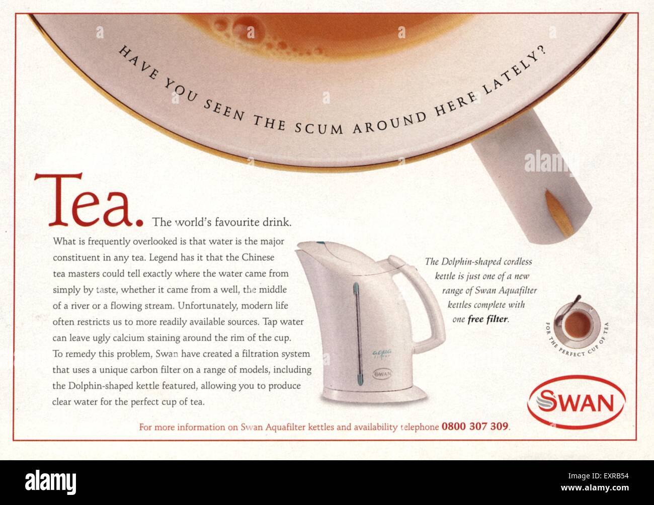 1990s UK Swan Kettles Magazine Advert Stock Photo Alamy