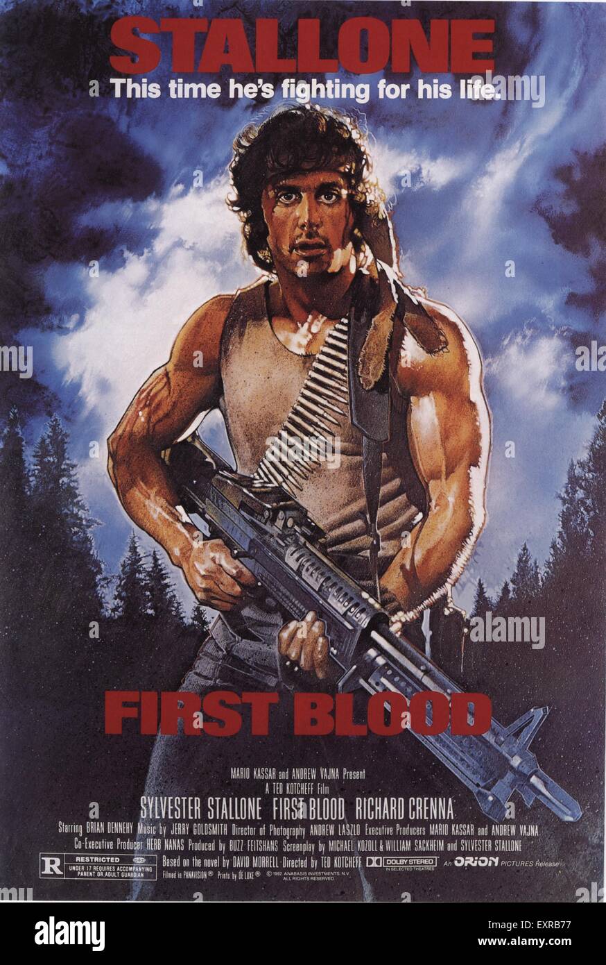 1980s USA Rambo  First Blood Film Poster Stock Photo