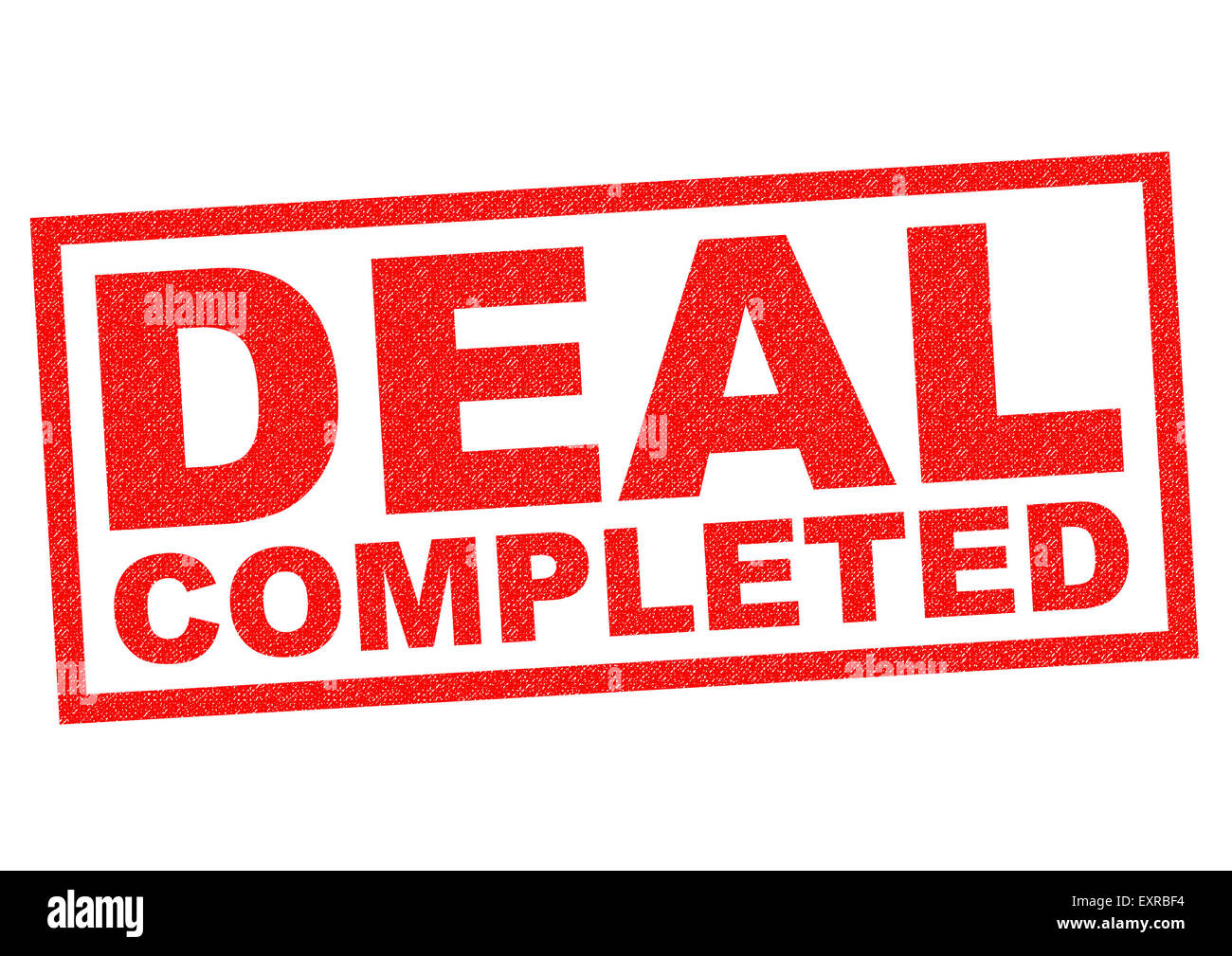 DEAL COMPLETED red Rubber Stamp over a white background. Stock Photo