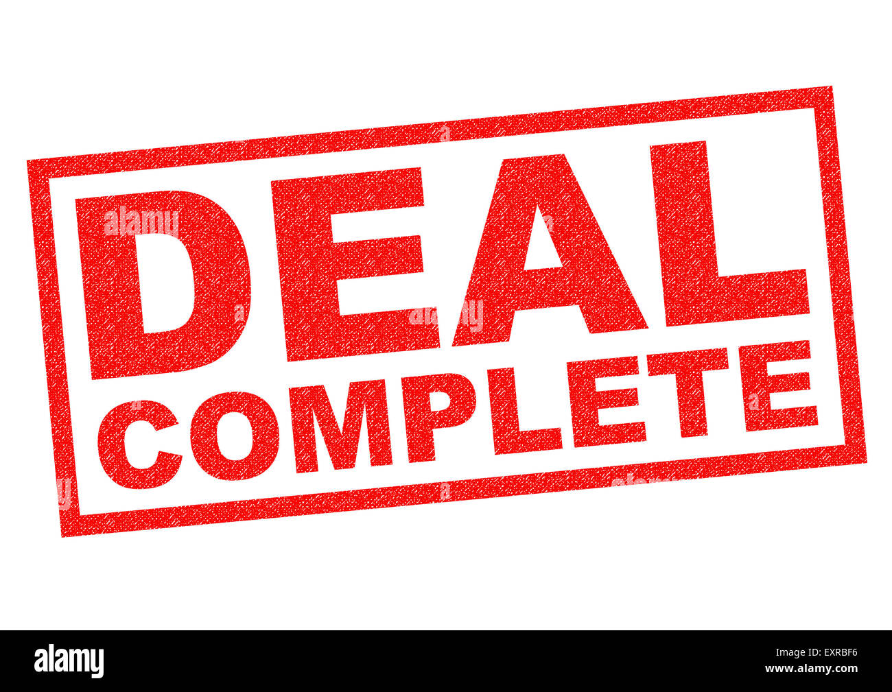 DEAL COMPLETE red Rubber Stamp over a white background. Stock Photo