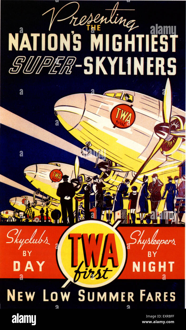 1930s USA Airlines TWA Poster Stock Photo