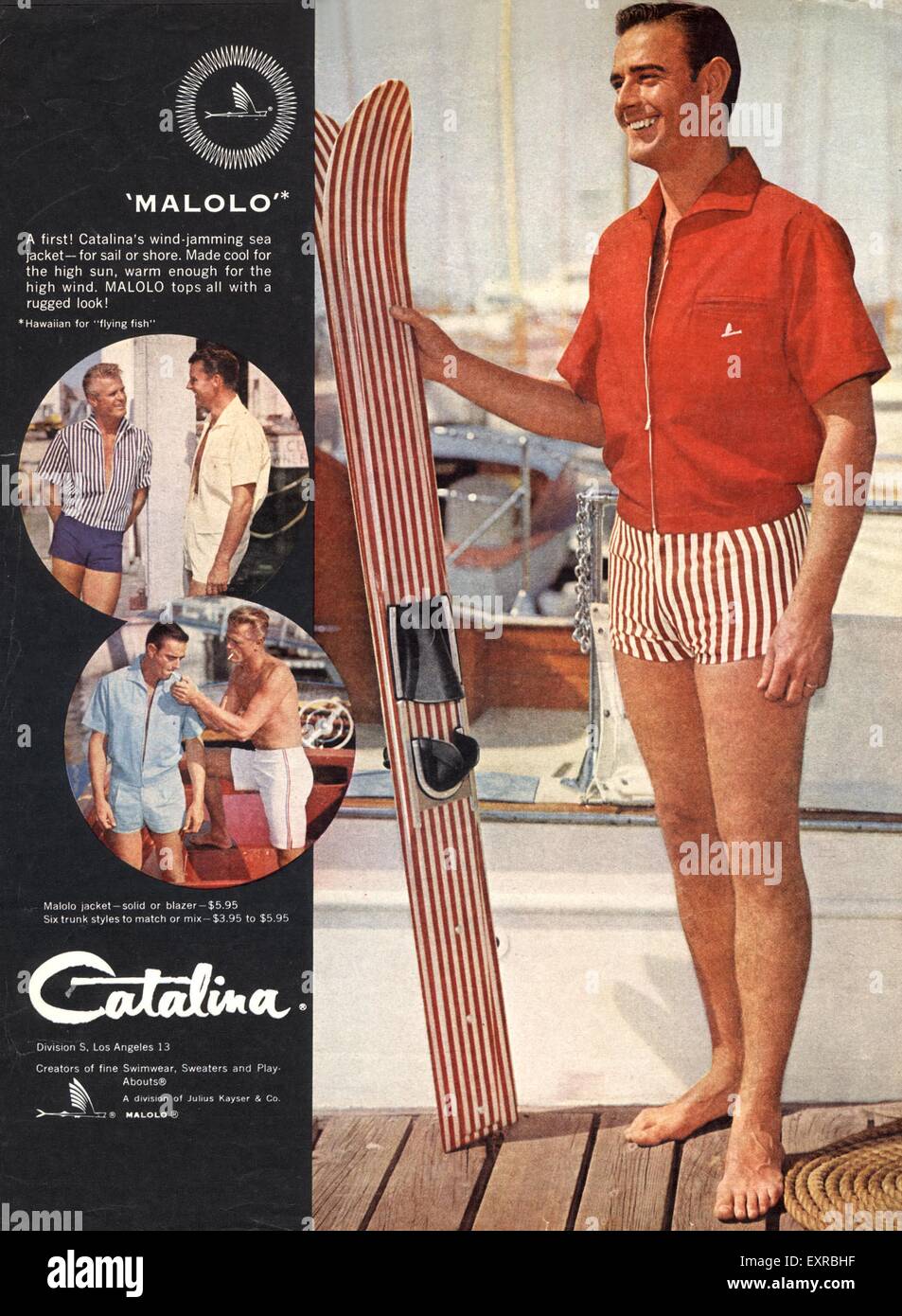 1950s USA Catalina Mens Swimwear Magazine Advert Stock Photo Alamy