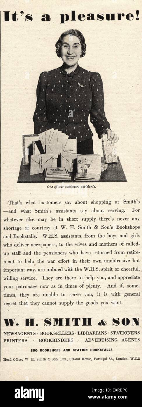 1930s UK WH Smith Magazine Advert Stock Photo