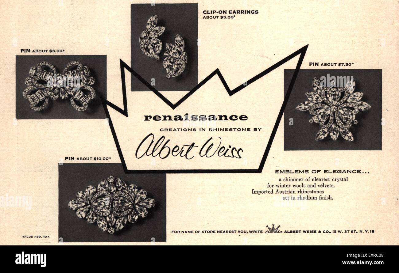 1950s USA Albert Weiss Magazine Advert Stock Photo - Alamy