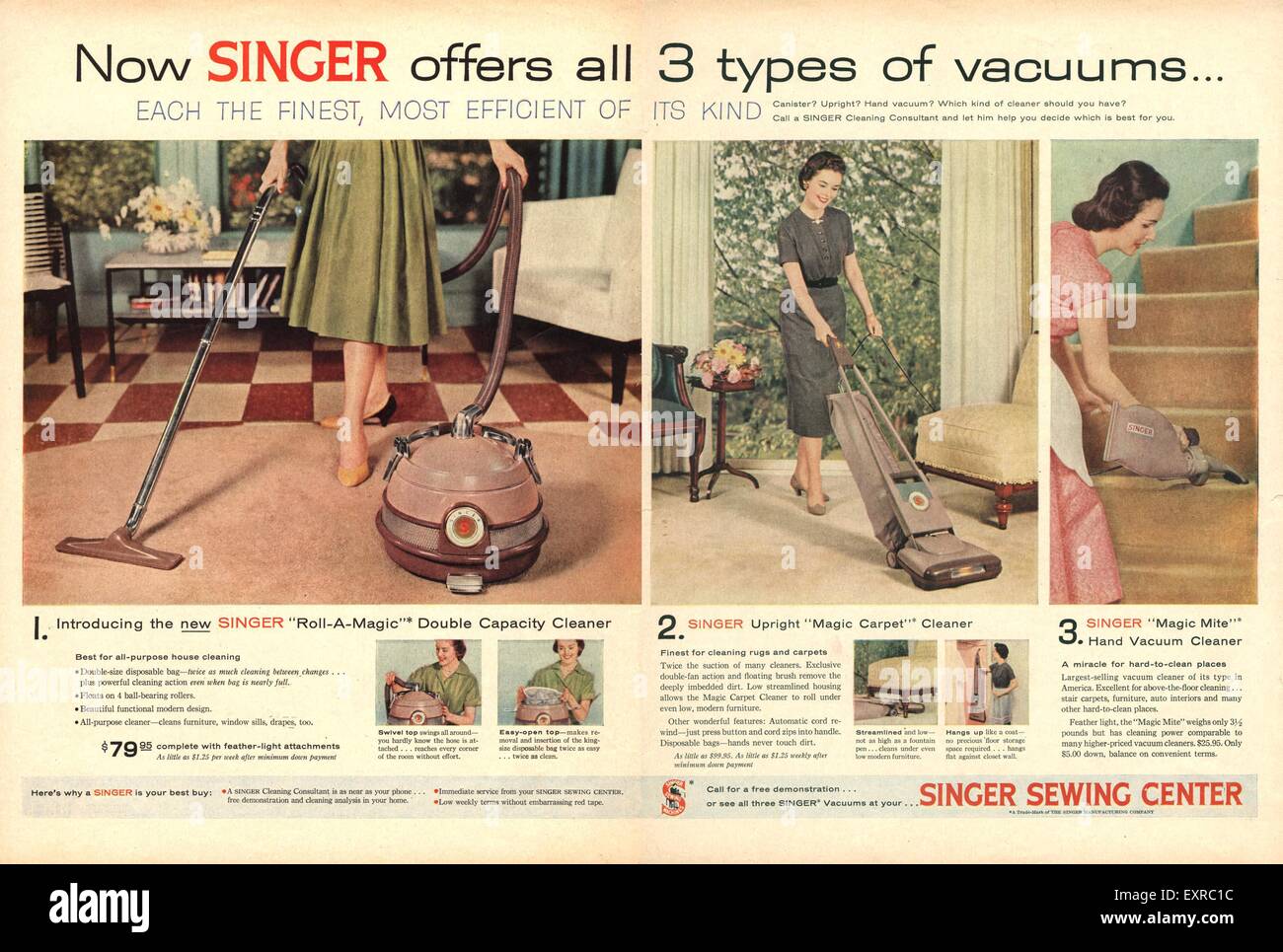 1950s UK Singer Vacuum Cleaners Magazine Advert Stock Photo - Alamy