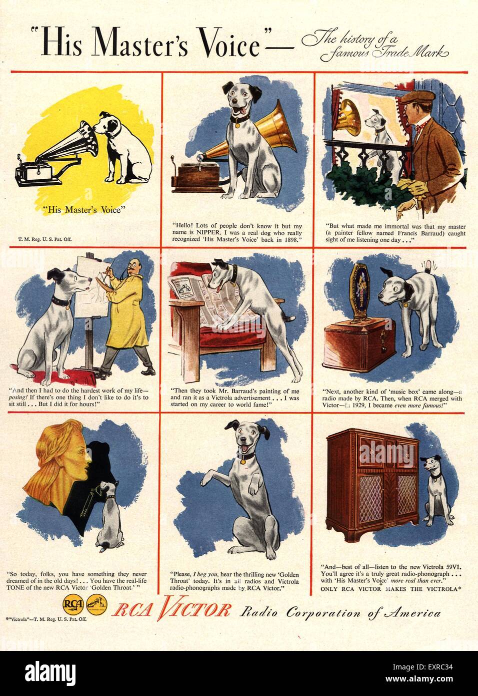 1940s USA HMV (His Master's Voice) Magazine Advert Stock Photo