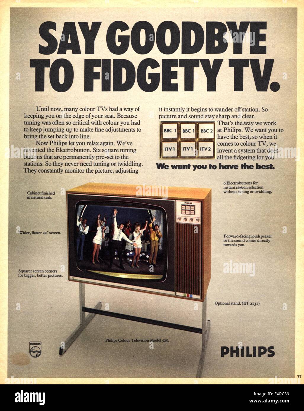 1970s UK Philips Magazine Advert Stock Photo Alamy
