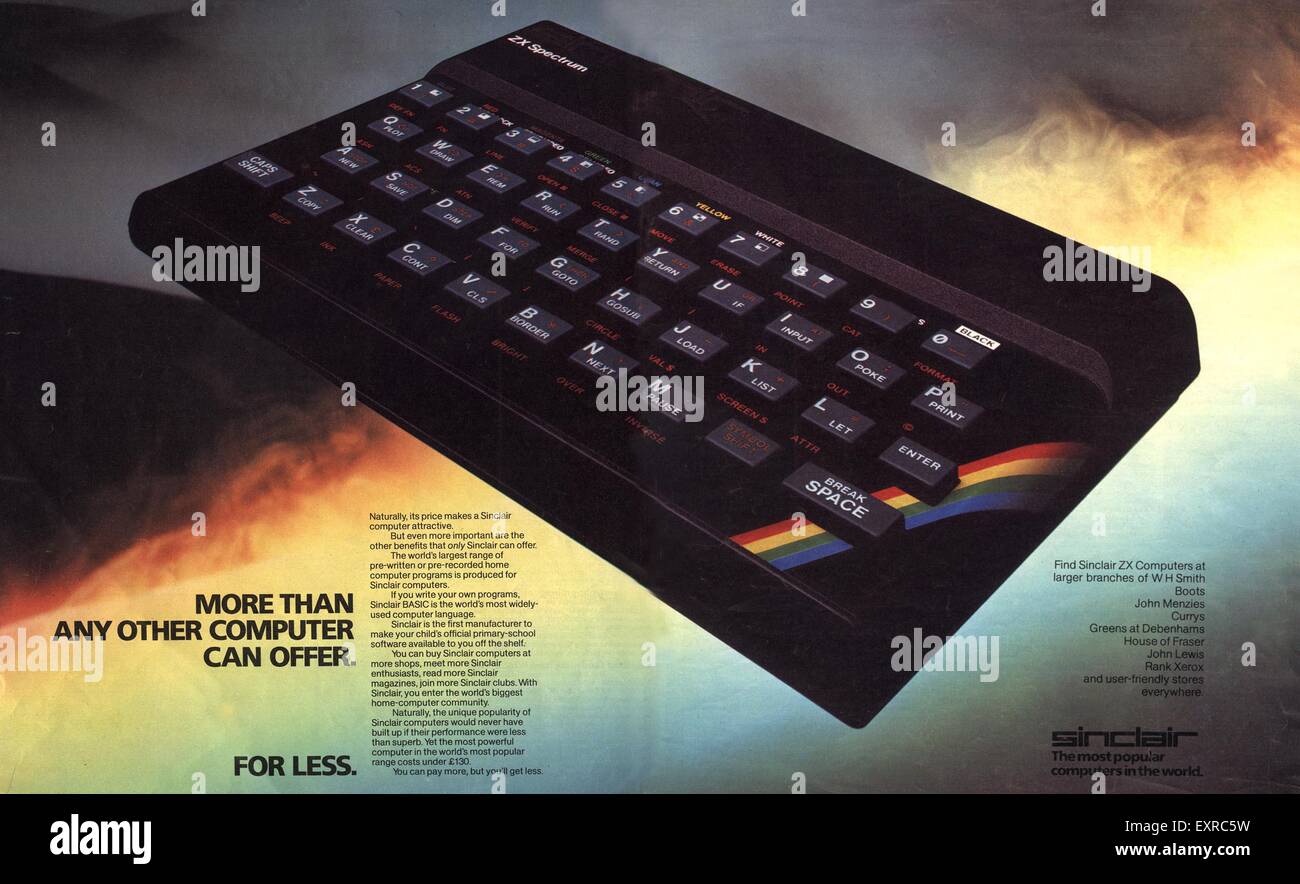 1980s UK Sinclair ZX Computers Magazine Advert Stock Photo