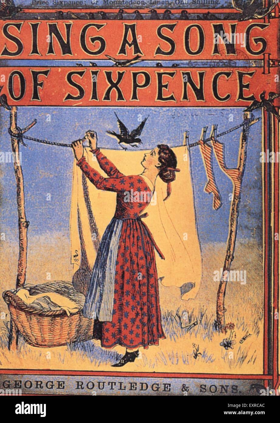 1860s UK sing a song of sixpence Book Cover Stock Photo