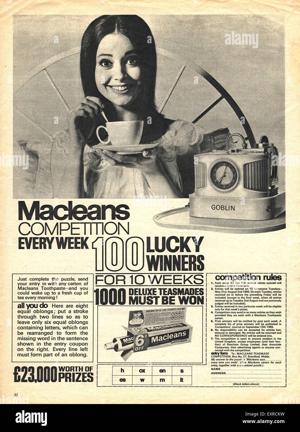 1960s UK Goblin Teasmades Magazine Advert Stock Photo - Alamy