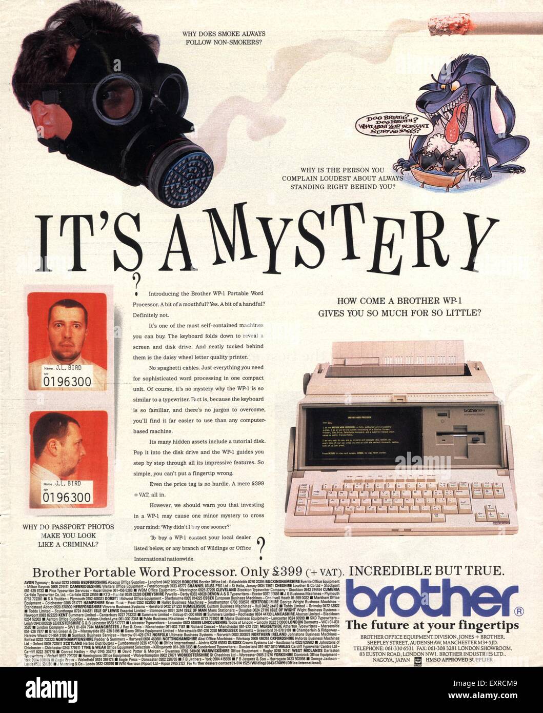 1980s UK Brother Portable Computer Magazine Advert Stock Photo