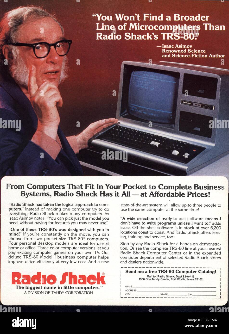 1980s USA Radio Shack Portable Computer Magazine Advert Stock Photo - Alamy