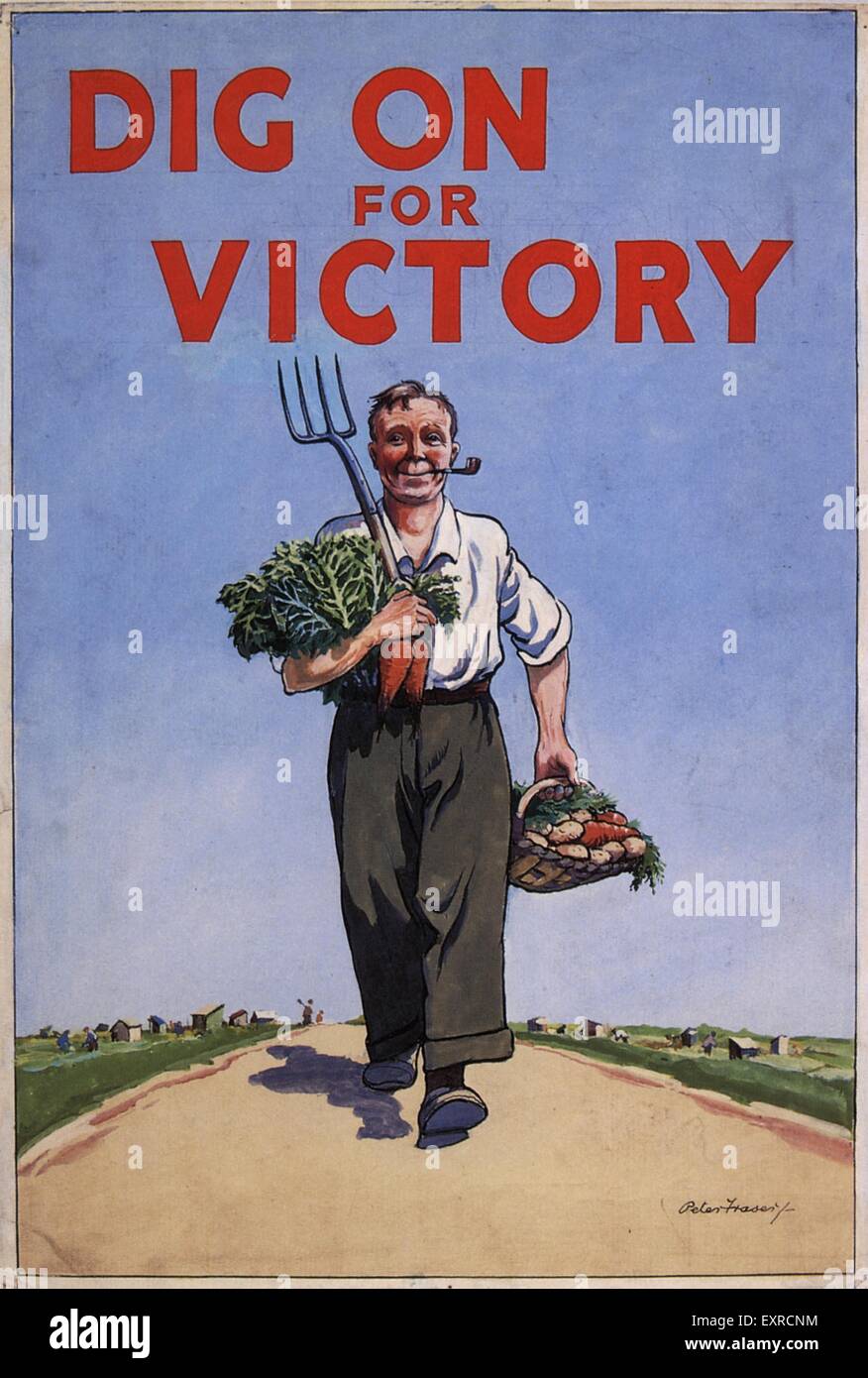1940s UK Dig On For Victory Poster Stock Photo