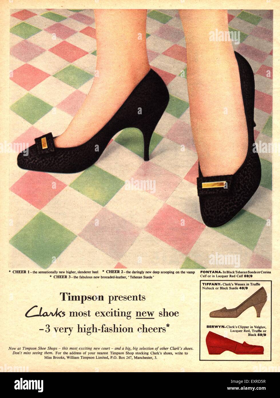 Pacific forræder Madison 1950s UK Clarks Magazine Advert Stock Photo - Alamy