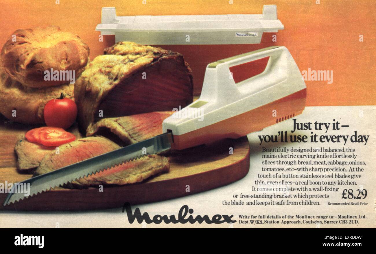 1970s UK Electric Carving Knife Magazine Advert Stock Photo - Alamy