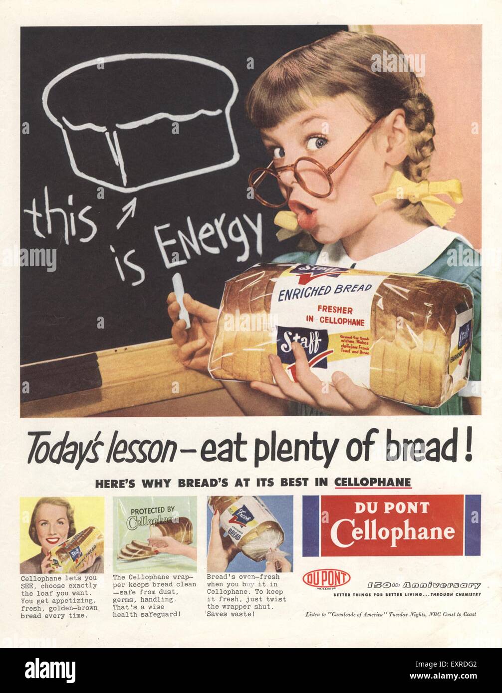 1950s USA Cellophane by DuPont Magazine Advert Stock Photo Alamy