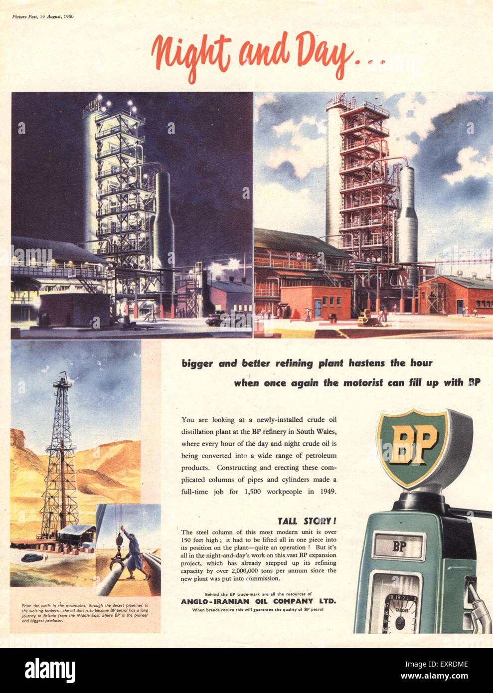 1950s UK British Petroleum Magazine Advert Stock Photo