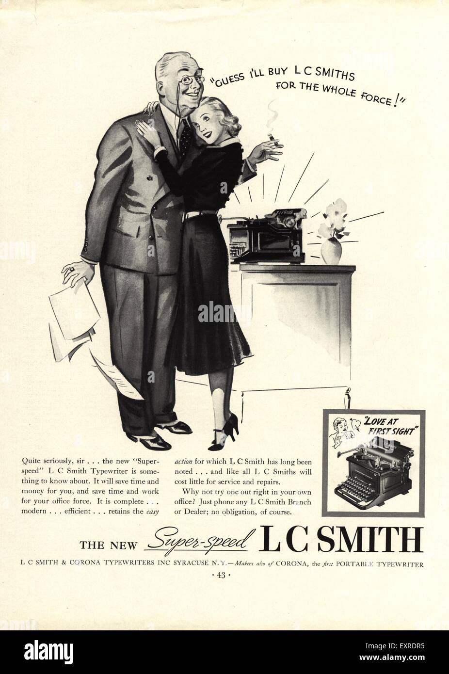 1940s USA Smith-Corona Magazine Advert Stock Photo