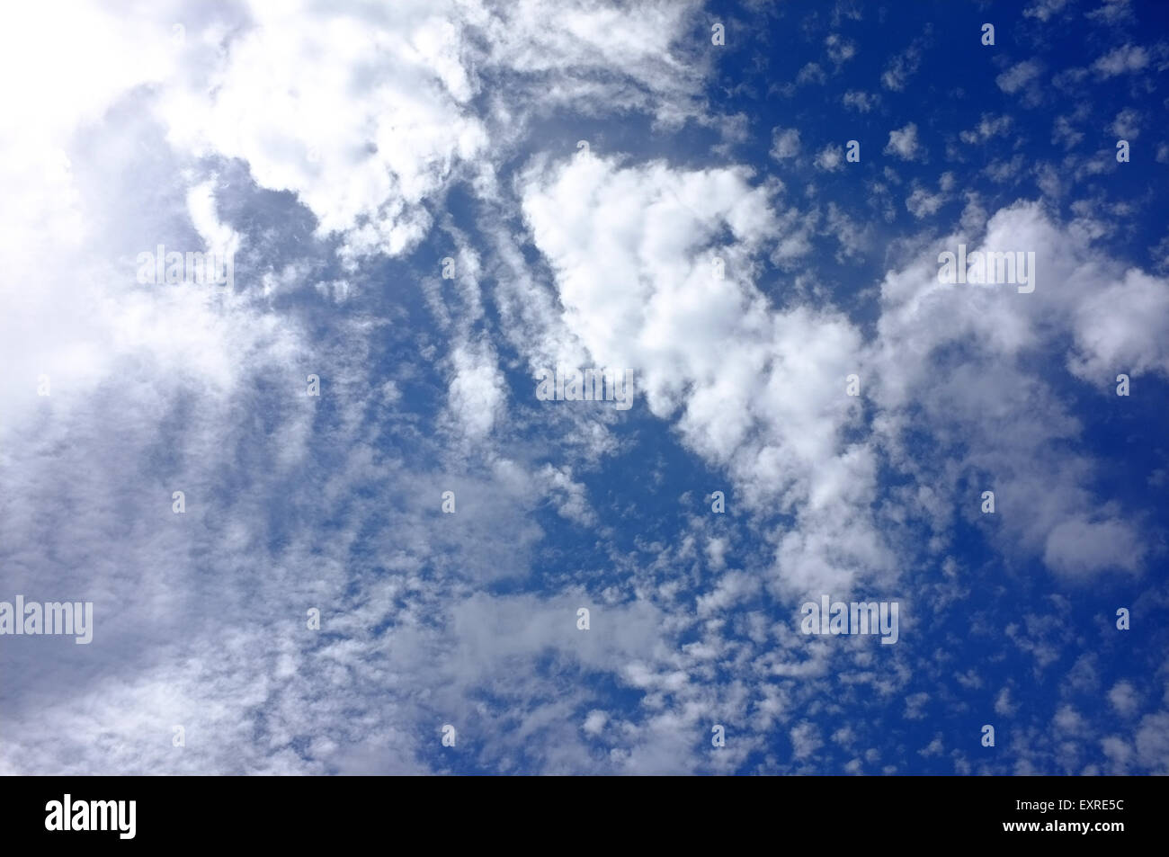 A blue sky with swirling white clouds above Bristol in the UK Stock ...