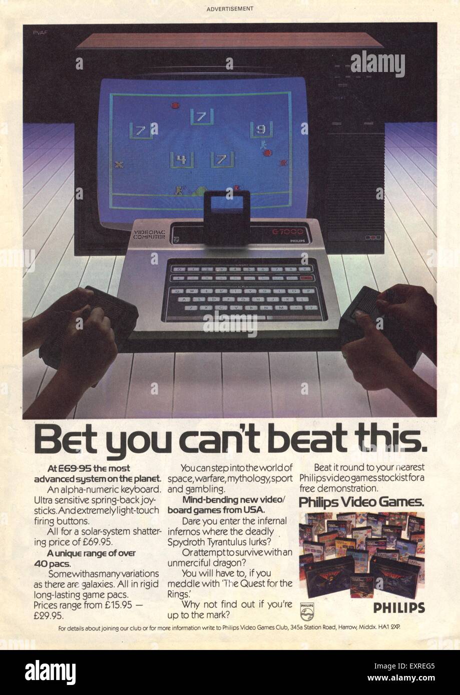 1980s UK Philips Magazine Advert Stock Photo