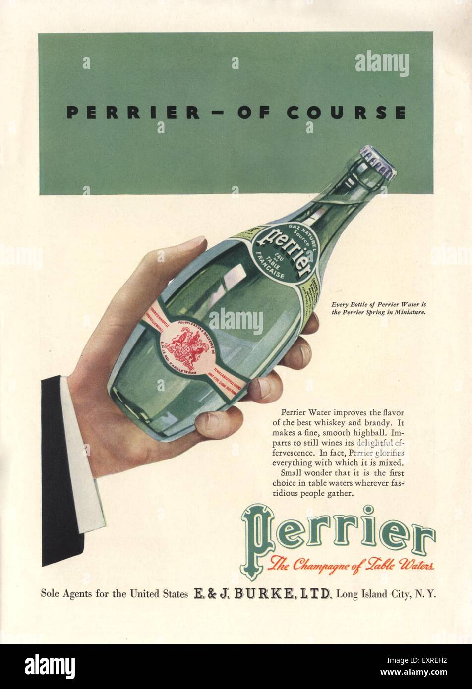 1930s UK Perrier Magazine Advert Stock Photo