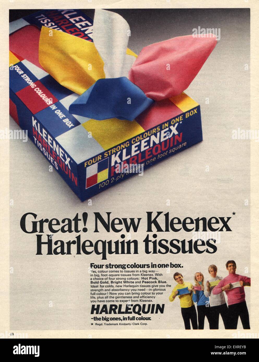 1960s UK Kleenex Magazine Advert Stock Photo - Alamy