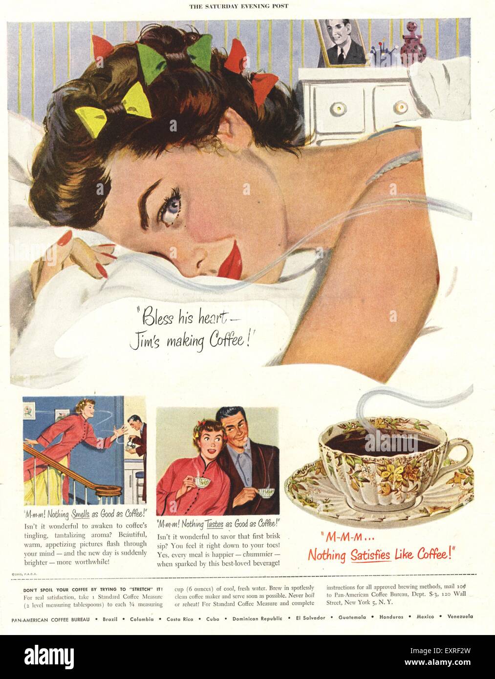 1950s USA Coffee Aroma Magazine Advert Stock Photo