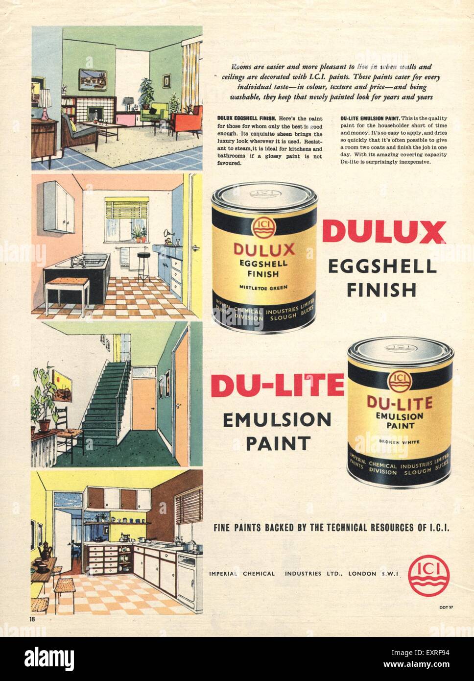 1950s UK Dulux ICI Paint Magazine Advert Stock Photo Alamy