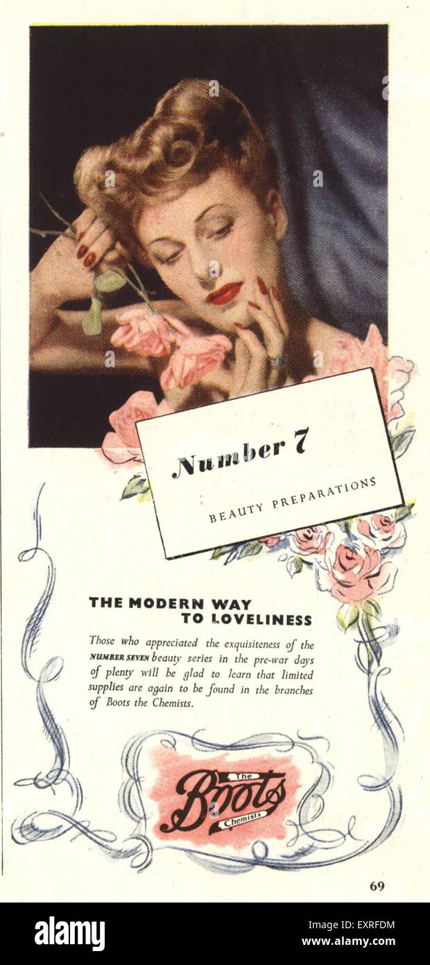 1940s UK Boots No7 Magazine Advert Stock Photo Alamy