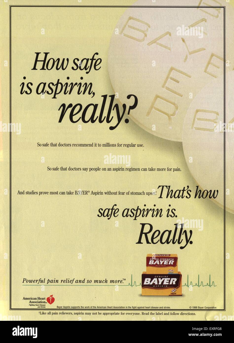 1990s USA Bayer Magazine Advert Stock Photo