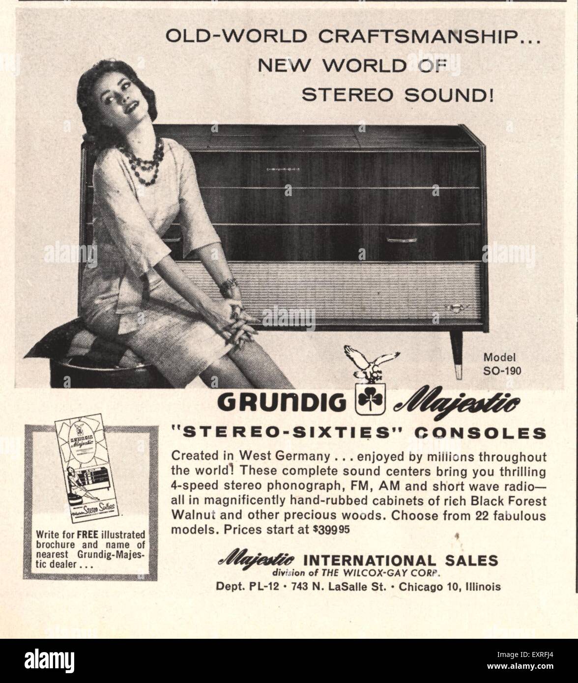 1950s USA Grundig Magazine Advert Stock Photo
