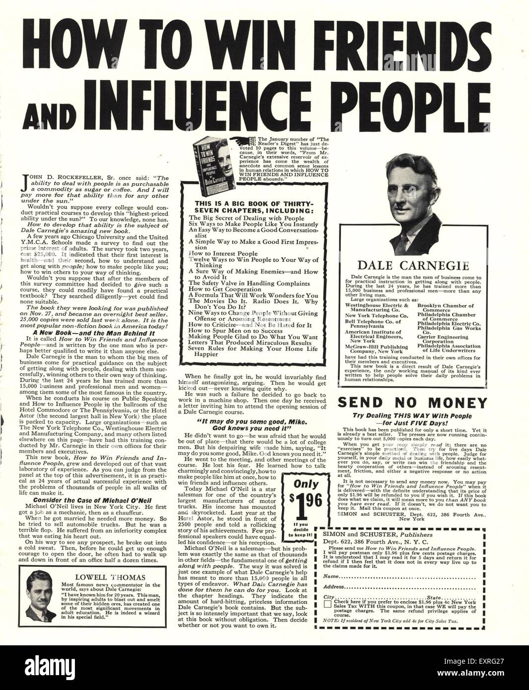 1930s USA Dale Carnegie Magazine Advert Stock Photo