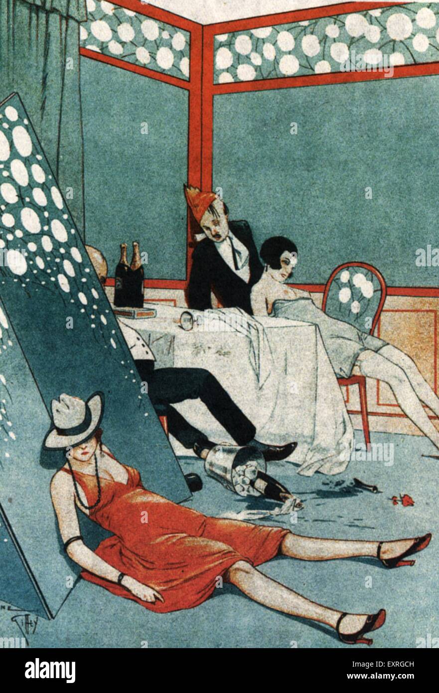 1920s France After The Party Magazine Plate Stock Photo - Alamy