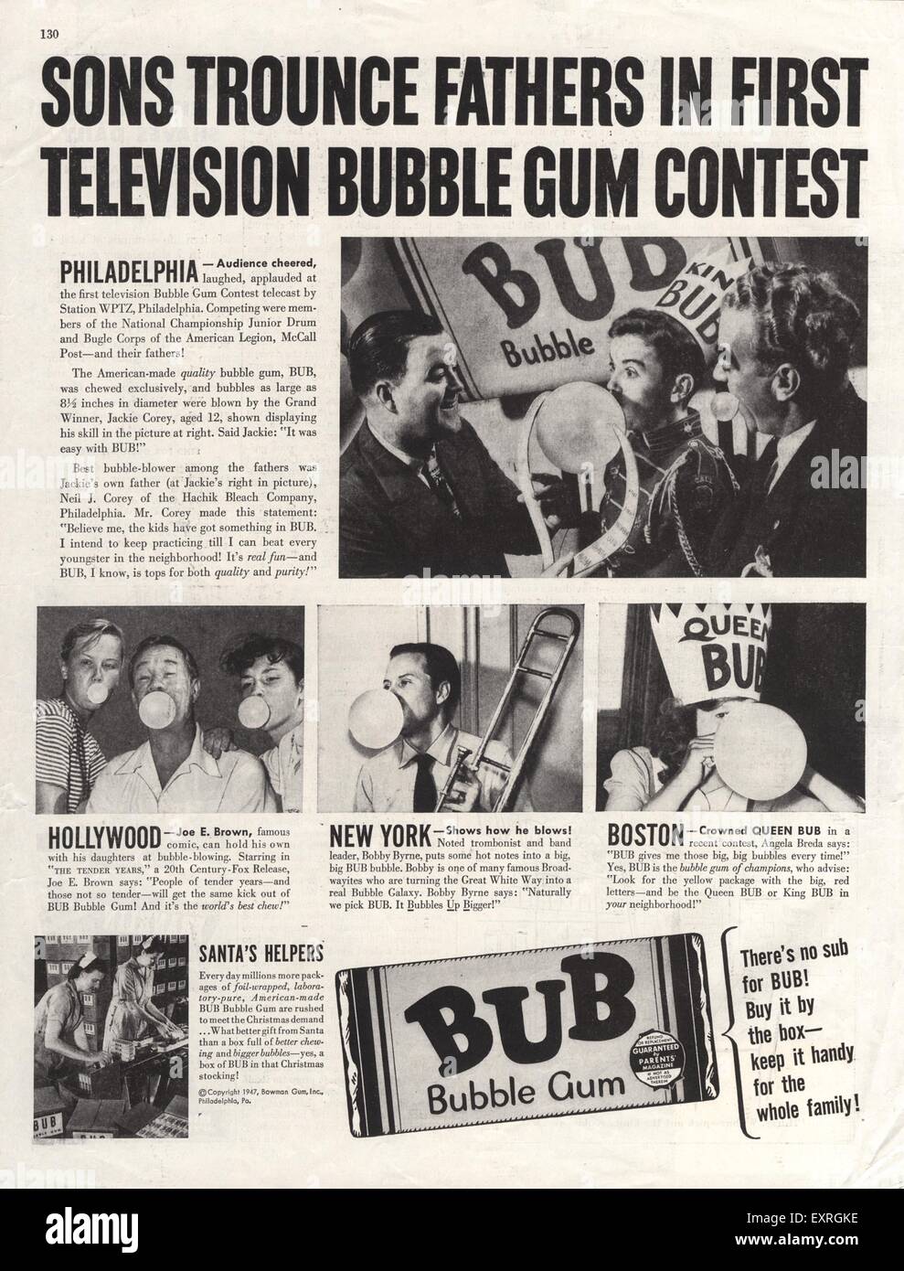 1940s USA Bub Bubble Gum Magazine Advert Stock Photo Alamy