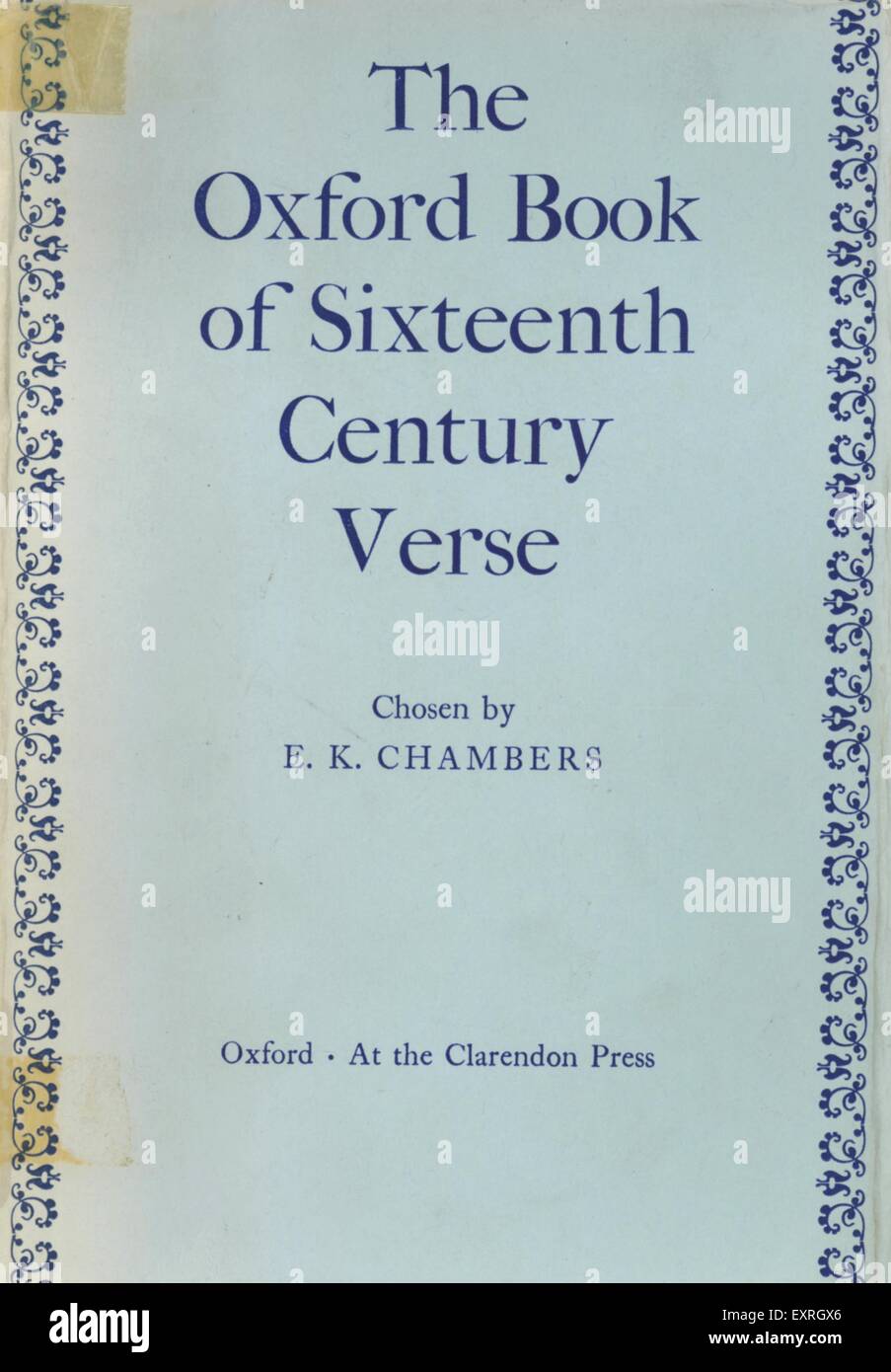 1960s UK The Oxford Book of Sixteenth Century Verse Book Cover Stock Photo