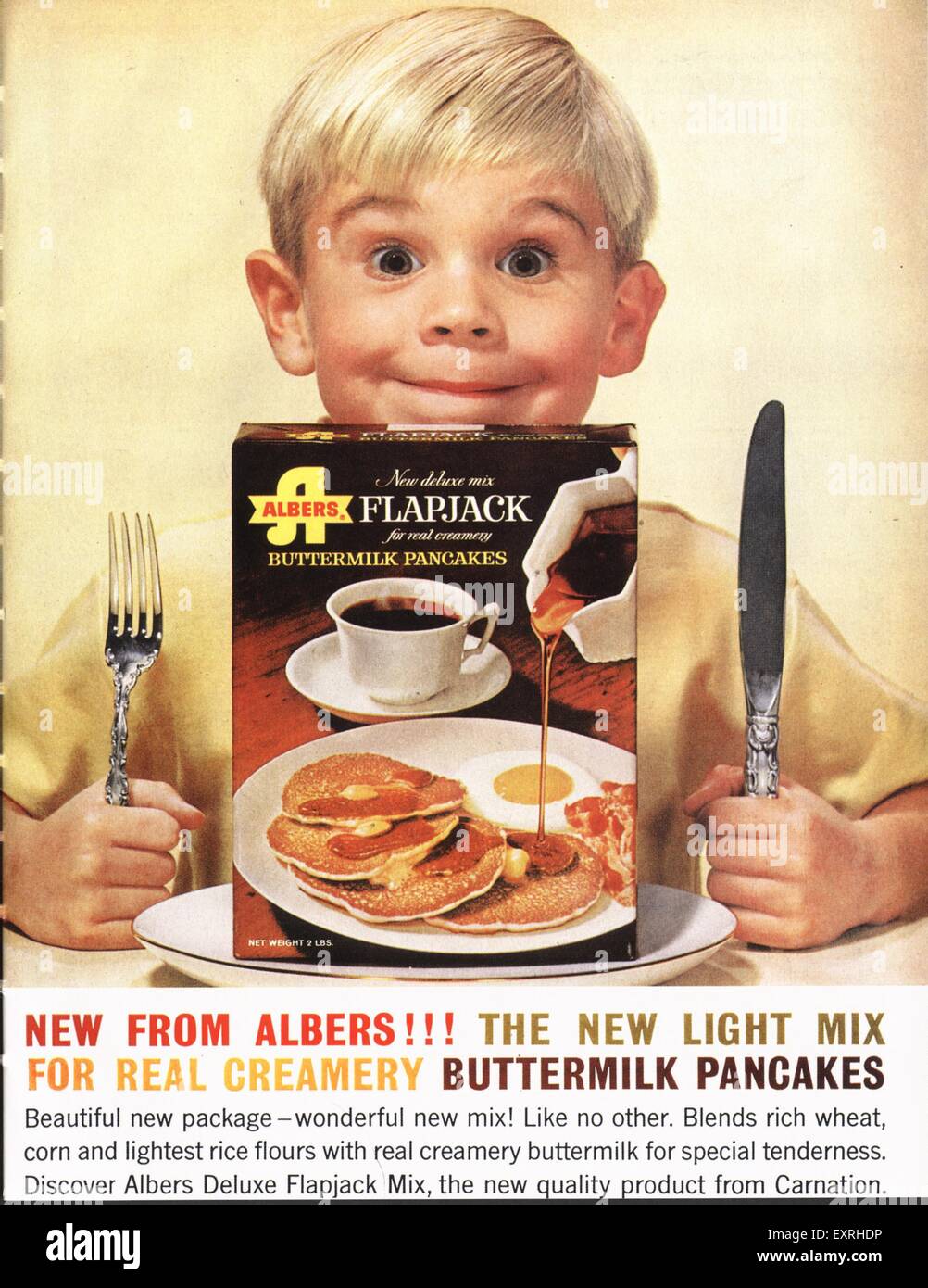 Children eating pancakes 1960s hi-res stock photography and images - Alamy
