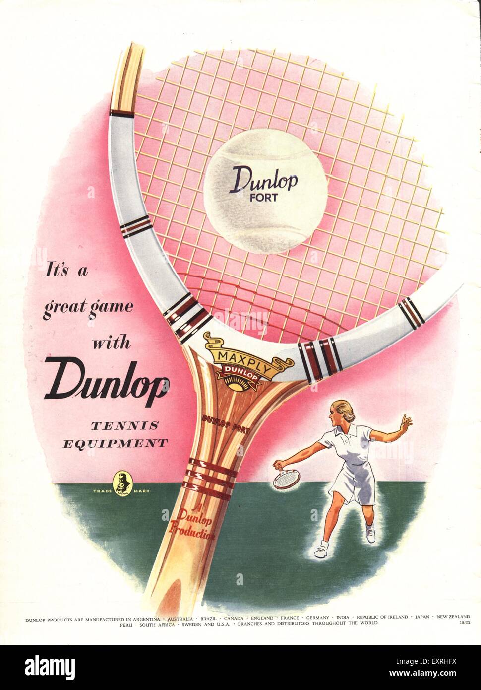 1950s UK Dunlop Magazine Advert Stock Photo