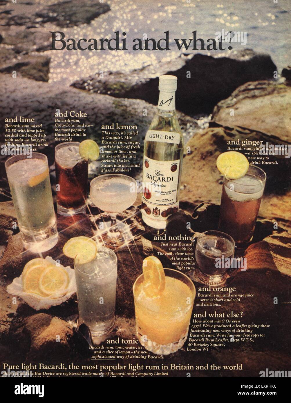 1960s USA Coca-Cola, Bacardi Magazine Advert Stock Photo